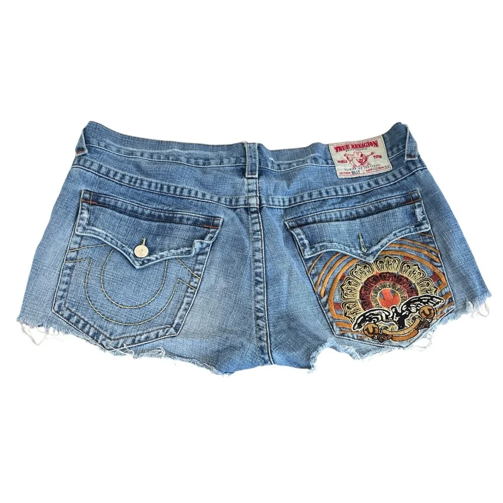 Vintage True Religion Billy Cutoff Jean Shorts Embroidered Boho USA Mens Size 40